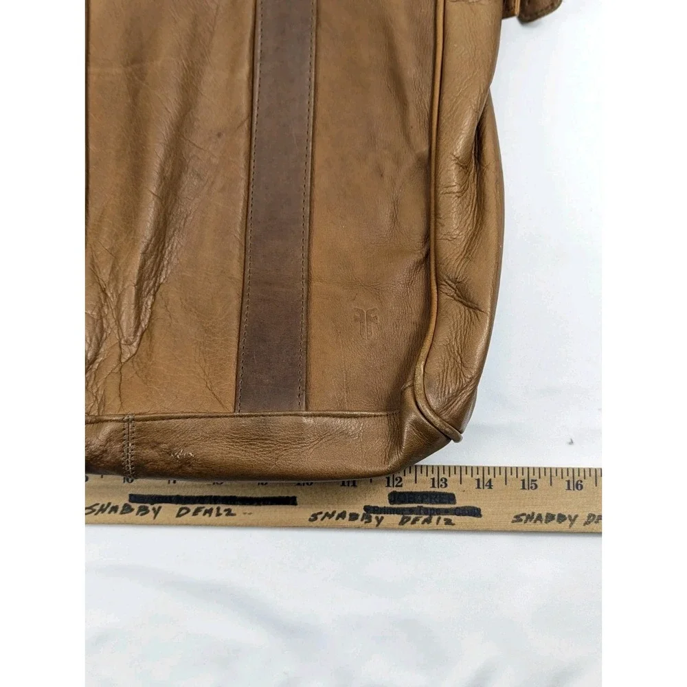 FRYE Gia Simple Leather Tote Hobo Shoulder Bag‎ Cognac Brown Large